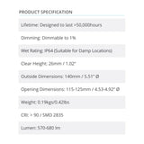 2 Pk Radiance LPC 0140 LED Downlight 3000 8W 570-680lm Dimmable  - Prism One