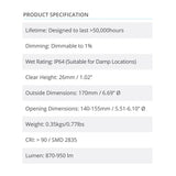 2Pk Radiance LPC 0170 LED Downlight 3000-4500K 10.6W 870-950lm Dimmable  - Prism One
