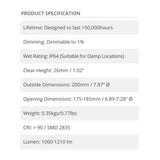 2Pk Radiance LPC 0200 LED Downlight 3000-4500K 11W 1060-1210lm Dimmable  - Prism One